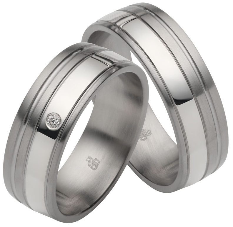 Rauschmayer Eheringe/Trauringe Gold in Stahl 1st. Bicolor 11-60027/10-60027