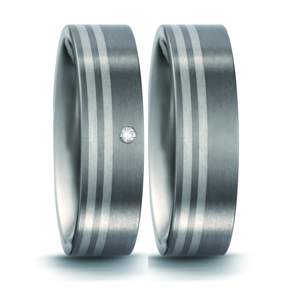 Produktbild: TitanFactory Titan-Silber Trauringe/Eheringe 50957/001/003/9202-50957/001/000/9202