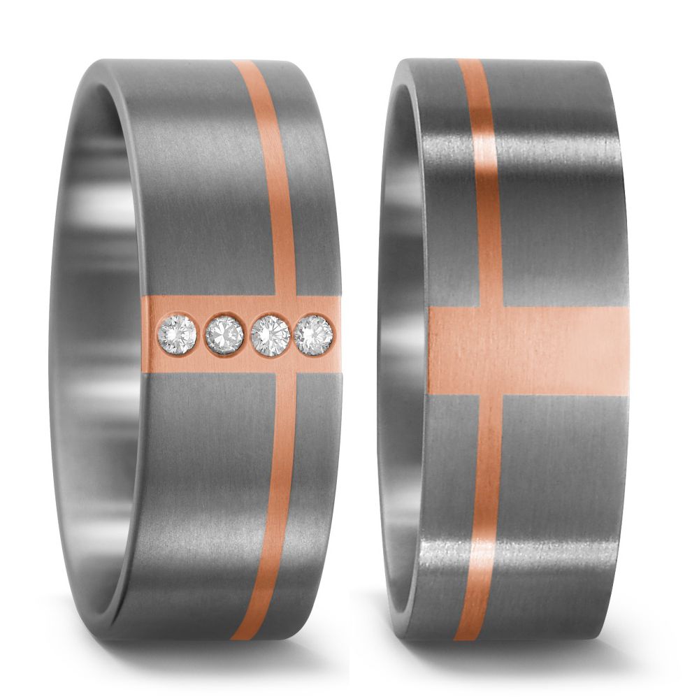 Produktbild: TitanFactory Titan-Rotgold Trauringe/Eheringe 51194/002/008/7203-50934/002/000/7203