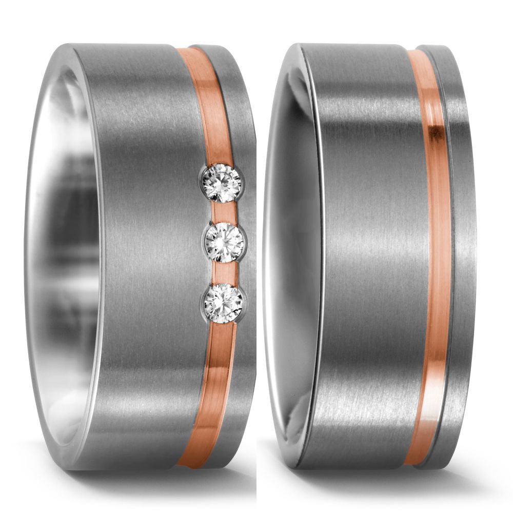 Produktbild: TitanFactory Titan-Rotgold Trauringe/Eheringe 51362/001/009/7203-51301/001/000/7203