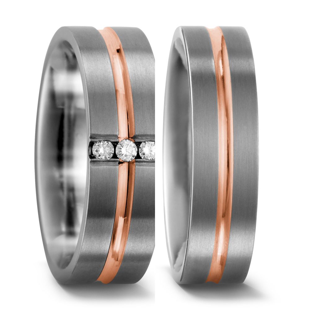 Produktbild: TitanFactory Titan-Rotgold Trauringe/Eheringe 52091/001/006/7203-51302/001/000/7203