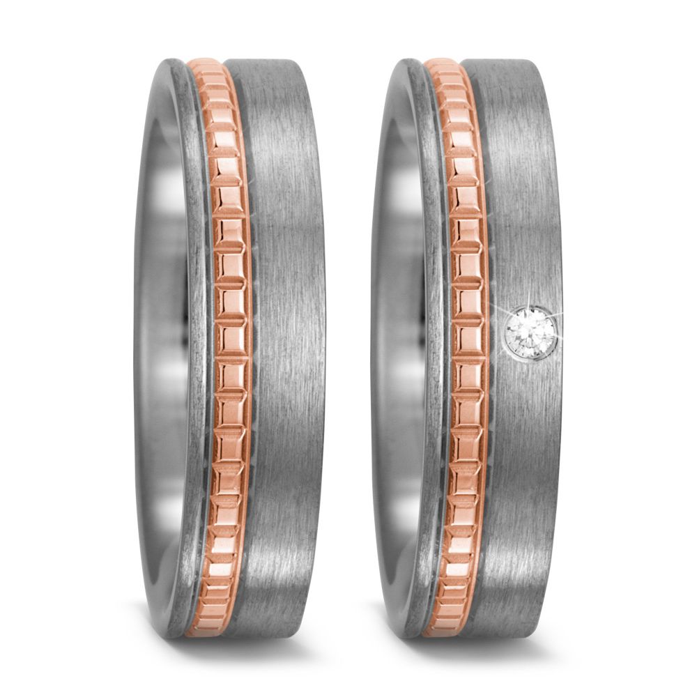 Produktbild: TitanFactory Trauringe/Eheringe Titan/18ct.Rotgold 52494/013