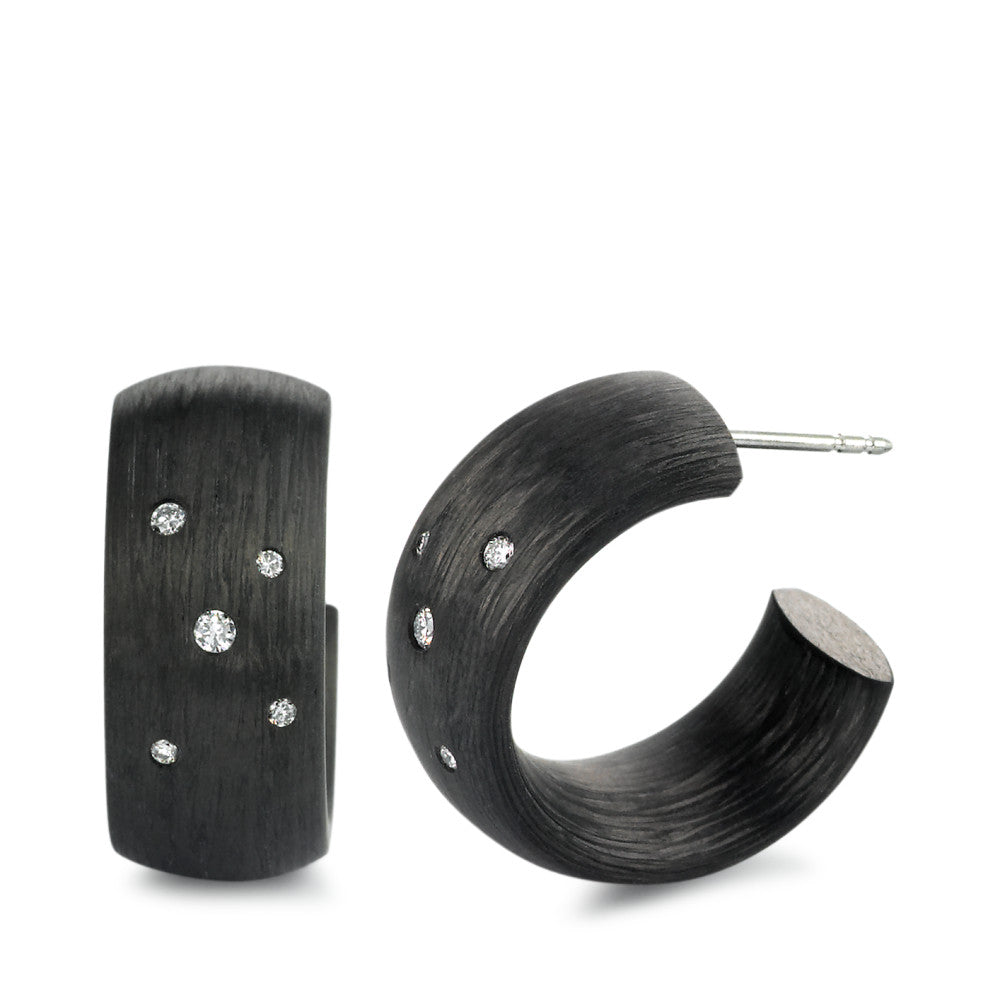 Produktbild: TitanFactory Ohringe, Creolen aus Carbon mit 10 Brillanten 29093/002/016/N000