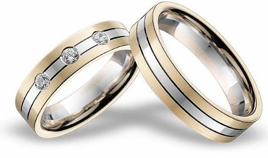 Blumer Bicolor Trauringe (Weißgold/Gelbgold) - 00133-00134