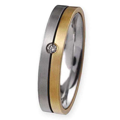 Ernstes Design Trauringe/Eheringe Paar R57-R58 Stahl/585er Gold