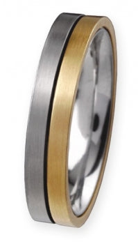 Ernstes Design Trauringe/Eheringe Paar R57-R58 Stahl/585er Gold