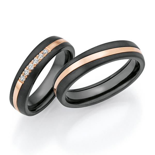 Collection Ruesch Eheringe Zirkonium/Gold 14/20010-14/20020