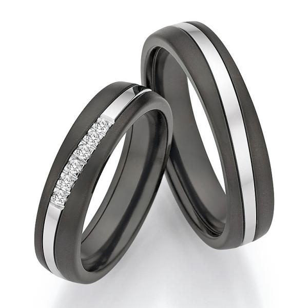 Produktbild: Collection Ruesch Eheringe Zirkonium/Gold 14/20010-14/20020
