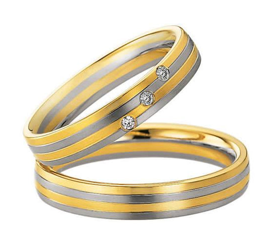 Saint Maurice Bicolor Trauringe (Gelbgold/Weißgold) 82043-82042