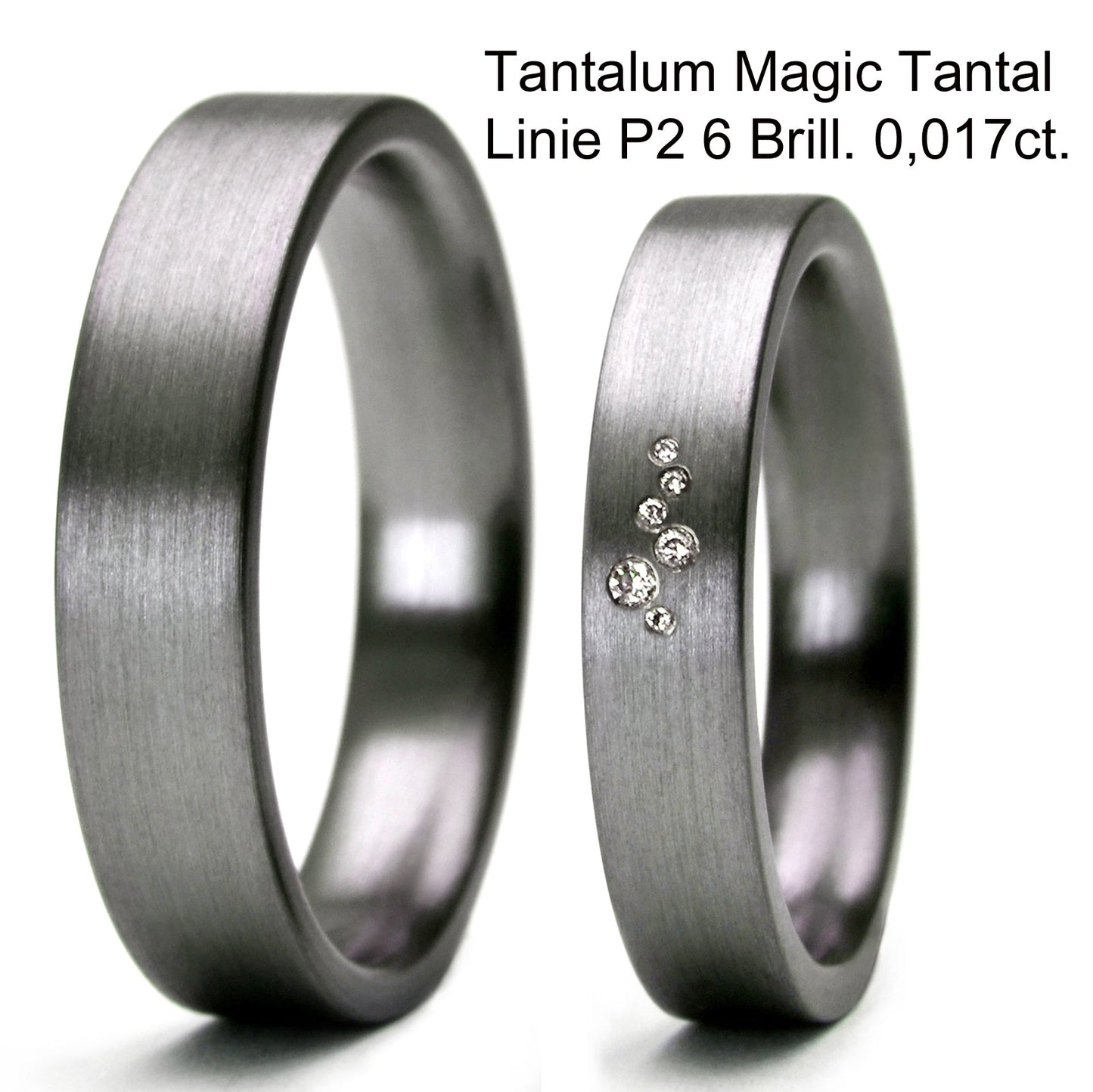 Tantalum Magic, Tantal Ringe, Tantal Trauring, Linie p2, 6 Brillanten