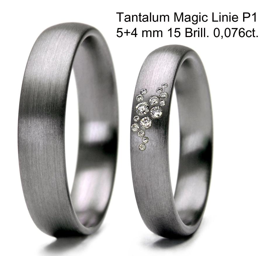 Produktbild: Tantalum Magic Eheringe Tantal Linie P1 15 Brill. 0,076ct.