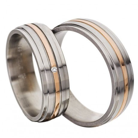 Rauschmayer Eheringe/Trauringe Gold in Stahl 1st. Bicolor 11-60024/10-60024