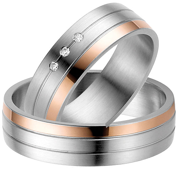 Rauschmayer Eheringe/Trauringe Gold in Stahl 2nd. Bicolor 11-60030/10-60030