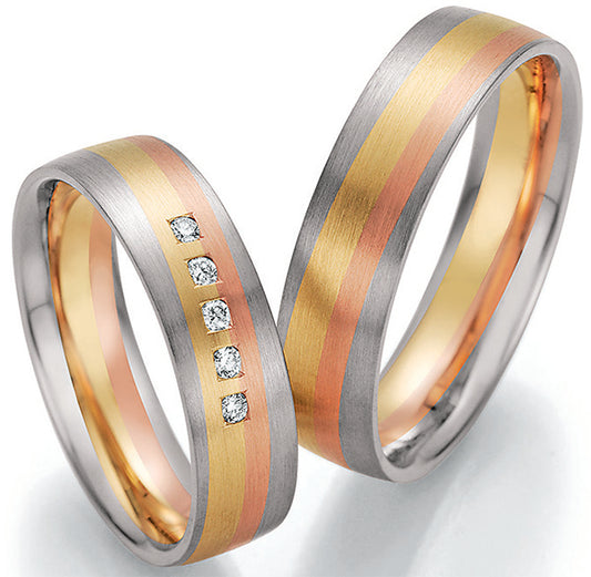 Produktbild: Nowotny Collection Ruesch Trauringe/Eheringe Sunrise Tricolor 66/44150/055-66/44160/055