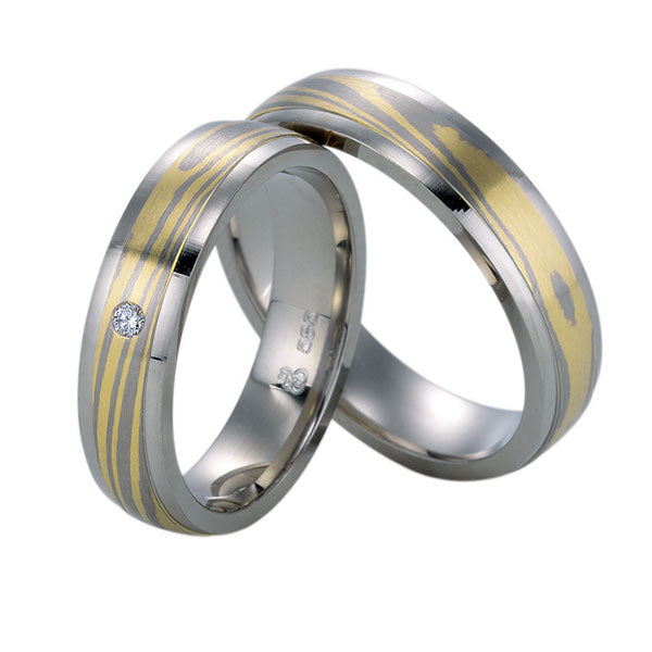 Rauschmayer Eheringe/Trauringe Manufaktur - Mokume Gane Bicolor 11-50730/10-50730
