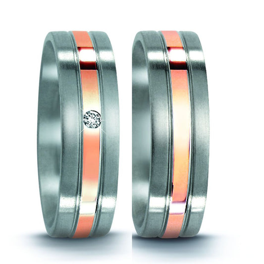 Produktbild: TitanFactory Edelstahl-Rotgold Trauringe 50963/001/002/7103-50963/001/000/7103