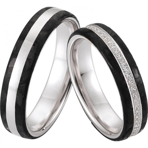 Produktbild: Saint Maurice Trauringe Carbon/Gold 81458-81457