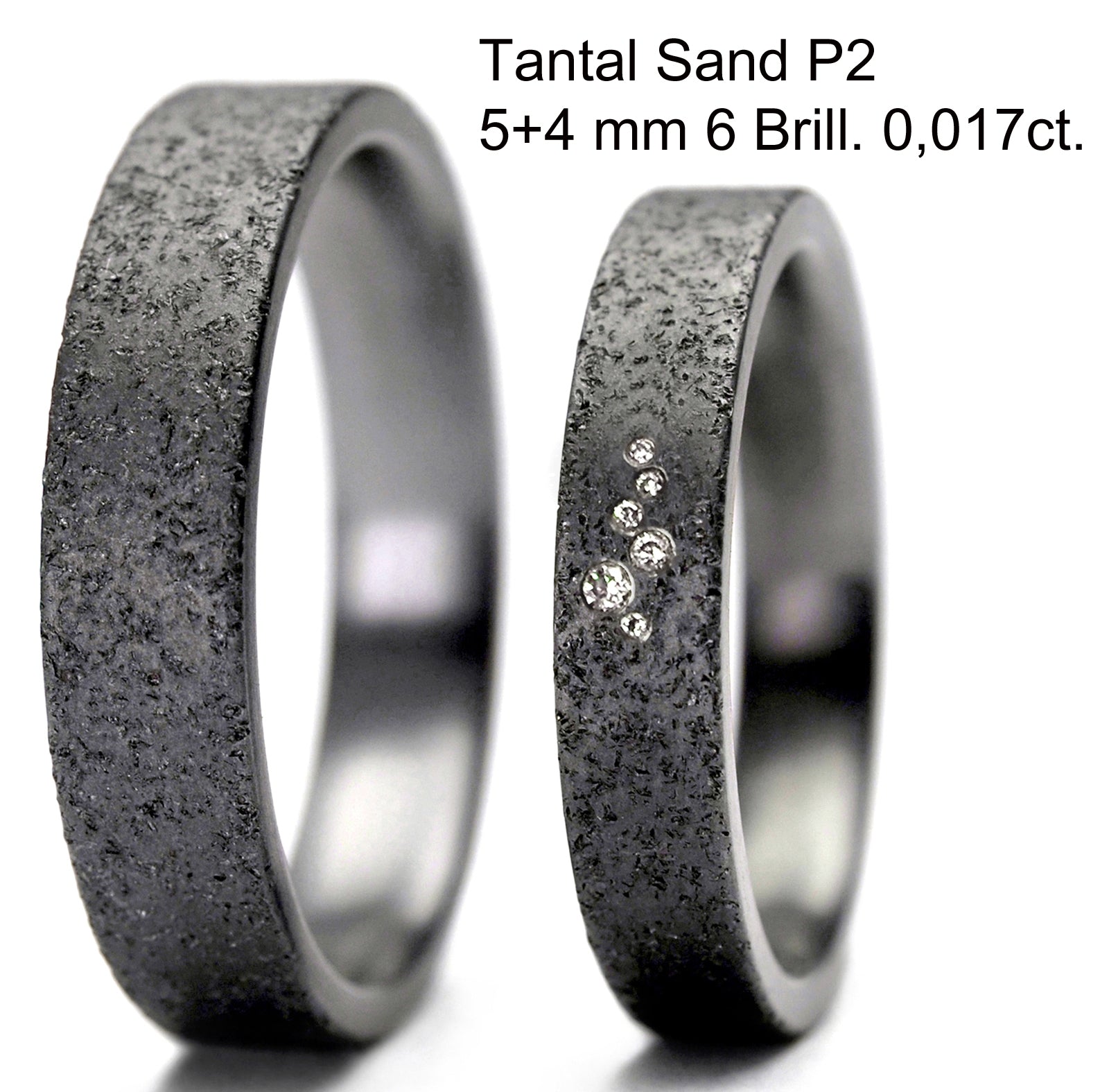 Magic Tantal Trauringe/Eheringe Sand Brill. 0,017ct. Hochzeitstrauringe.de