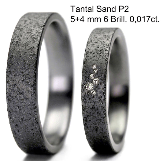 Tantalum Magic Tantal Trauringe Sand P2 6 Brill. 0,017ct.