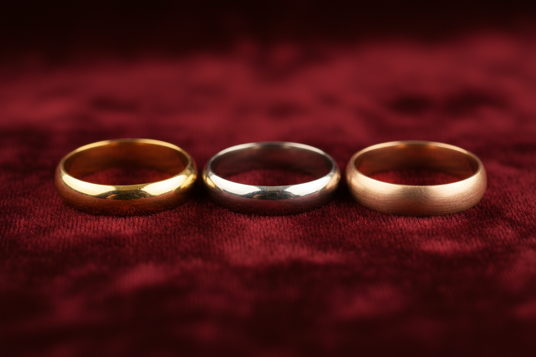 Goldschmied prüft Ehering mit Lupe in der Werkstatt – Qualitätskontrolle beim Eheringe kaufen