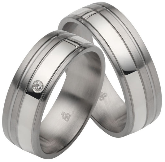 Rauschmayer Eheringe/Trauringe Gold in Stahl 1st. Bicolor 11-60027/10-60027