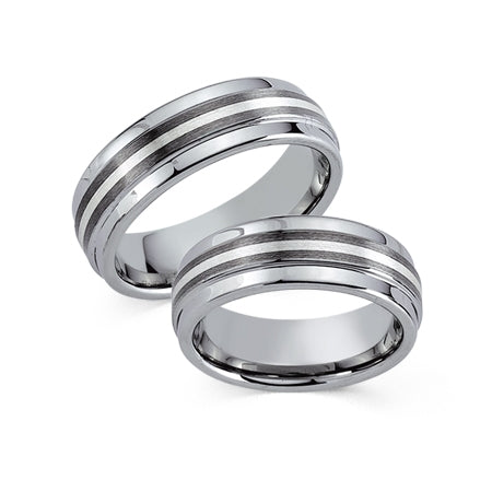 Schwarz Eheringe/Trauringe Tungsten Bicolor 20003