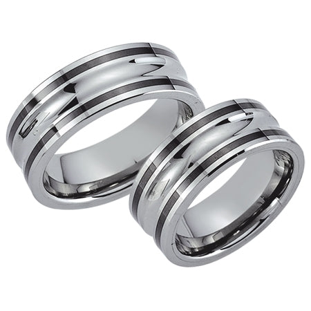 Schwarz Eheringe/Trauringe Tungsten Bicolor 20006