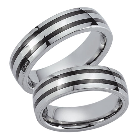 Schwarz Eheringe/Trauringe Tungsten Bicolor 20019