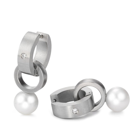 TeNo Creolen mit Einhänger und weißer Zuchtperle 039.19PW01-039.4612