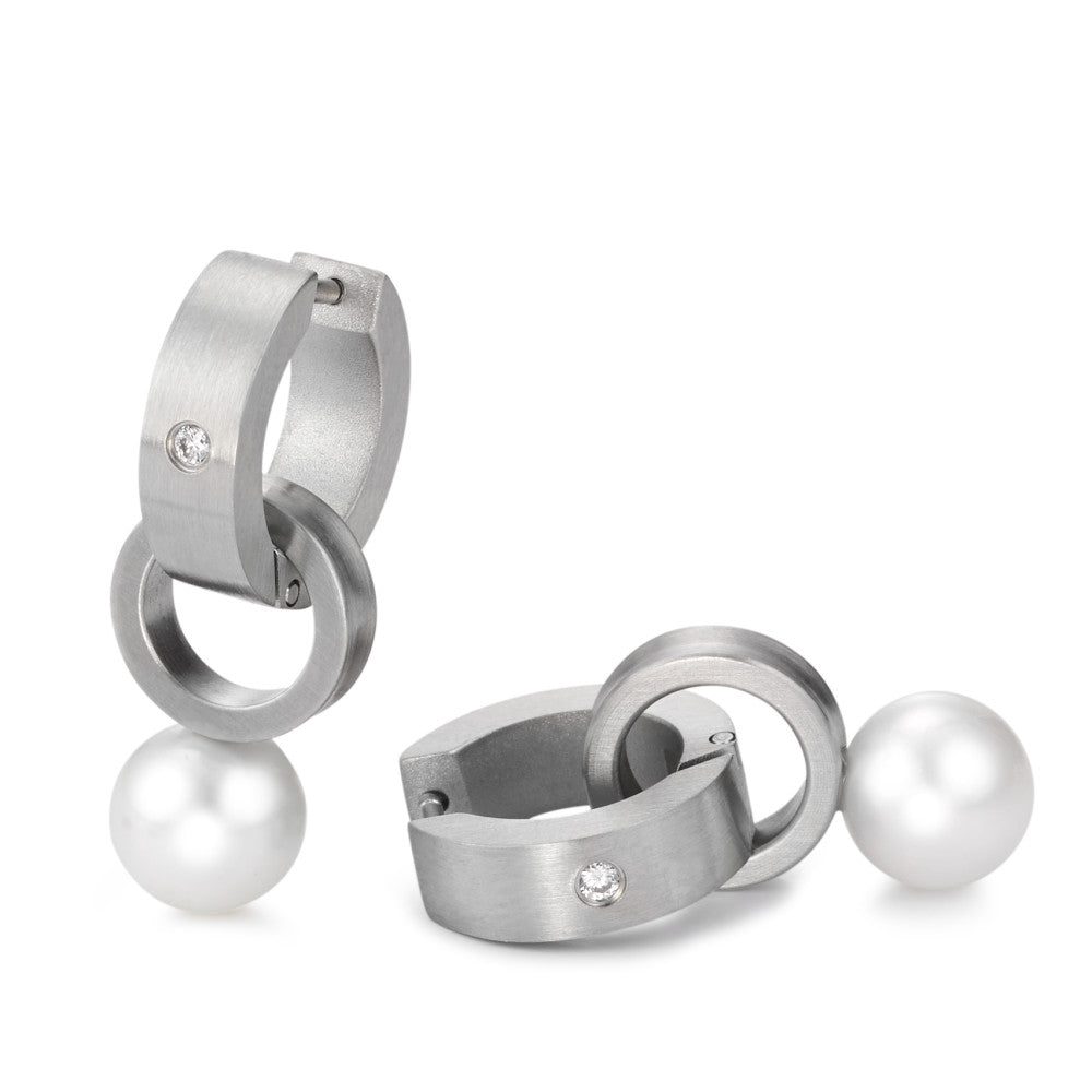 Produktbild: TeNo Creolen mit Einhänger und weißer Zuchtperle 039.19PW01-039.4612