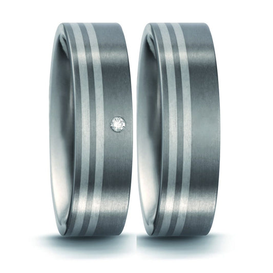 Produktbild: TitanFactory Titan-Silber Trauringe/Eheringe 50957/001/003/9202-50957/001/000/9202