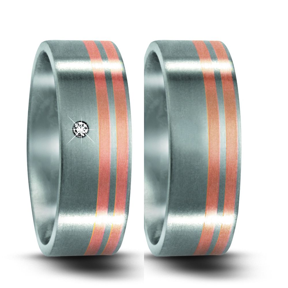 Produktbild: TitanFactory Edelstahl-Rotgold Eheringe 50958/001/003/7103-50958/001/000/7103