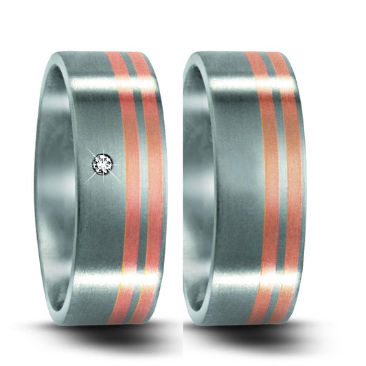 Produktbild: TitanFactory Edelstahl-Rotgold Eheringe 50958/001/003/7103-50958/001/000/7103