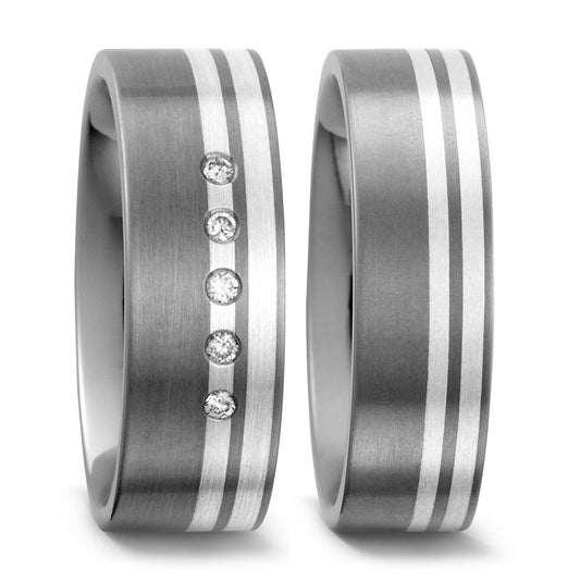 Produktbild: TitanFactory Titan-Silber Trauringe/Eheringe 51045/001/005/9202-50958/001/000/9202