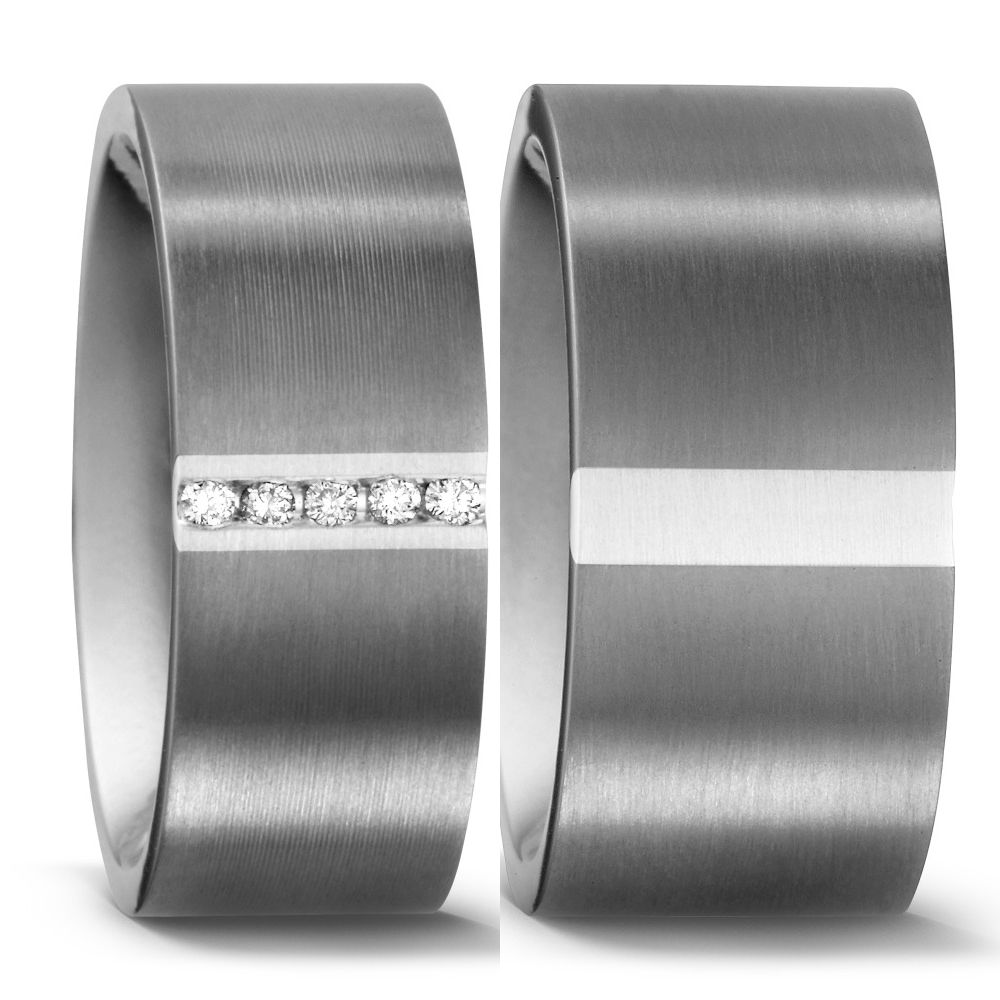Produktbild: TitanFactory Titan-Silber Trauringe/Eheringe 51051/001/005/9202-50983/001/000/9202