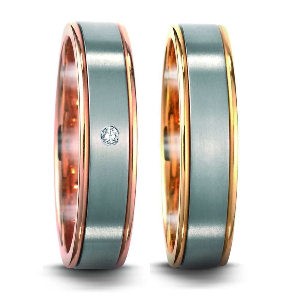 Produktbild: TitanFactory Titan-Rotgold Trauringe/Eheringe 51211/001/005/7203-51211/001/000/7201