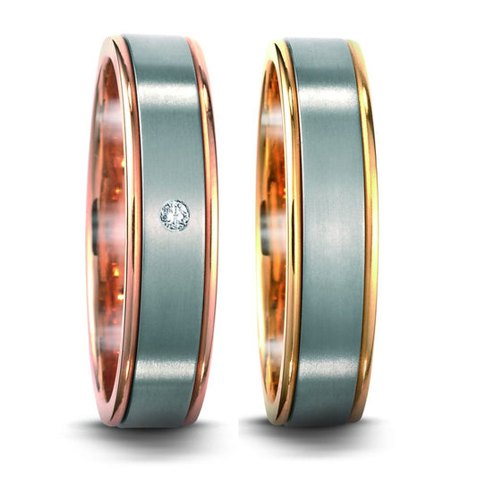Produktbild: TitanFactory Titan-Rotgold Trauringe/Eheringe 51211/001/005/7203-51211/001/000/7201