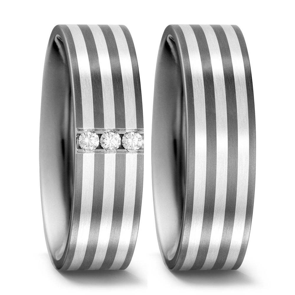Produktbild: TitanFactory Titan-Silber Trauringe/Eheringe 51405/001/009/9202-51404/001/000/9202