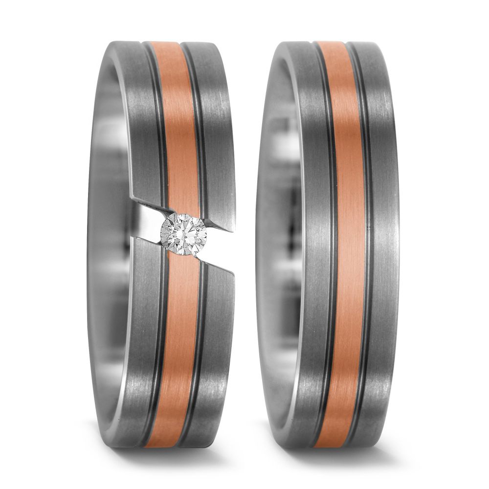 Produktbild: TitanFactory Titan-Rotgold Trauringe/Eheringe 51527/001/005/7203-50960/001/000/7203