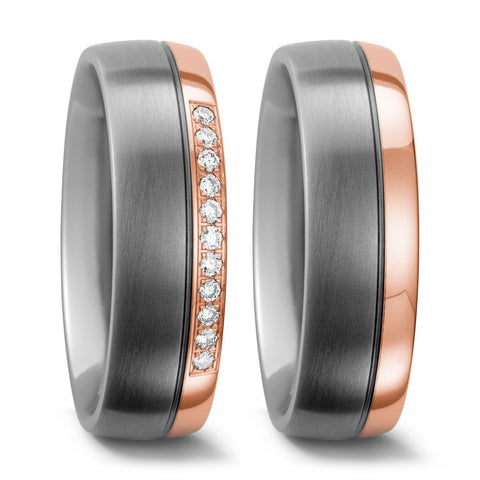 Produktbild: TitanFactory Titan-Rotgold Trauringe/Eheringe 52421/001/011/7203-52420/001/000/7203