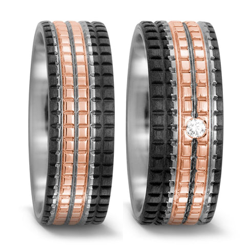 Produktbild: TitanFactory Eheringe Carbon/Titan/Gold 52498/000/003/7253-52498/000/000/7253