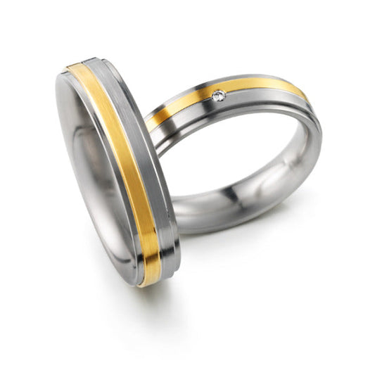 Produktbild: Weidner Trauringe/Eheringe Stahl mit Gold Bicolor 62833