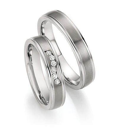 Produktbild: Nowotny Collection Ruesch Trauringe Whitestyle Steel Titan Brillant 68/06130-045-68/06140-045