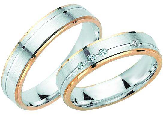 Adam und Eva Collection Weißgold/Rotgold 5 mm Trauringe/Eheringe W/R 8010