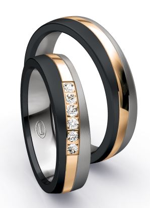 Collection Ruesch Trauringe Titan/Gold /Zirkonium 14/20010-14/20020