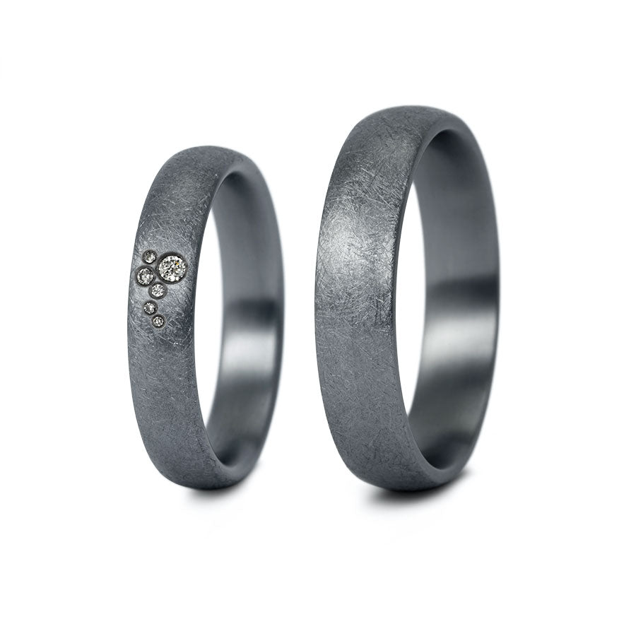 Tantal Trauringe P1 4+5 mm 6 Brill. 0.023ct.