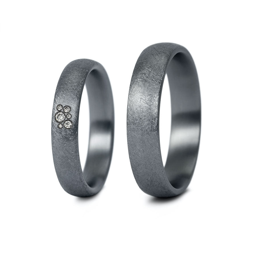 Tantal Trauringe P1 4+5 mm 6 Brill. 0.29ct.