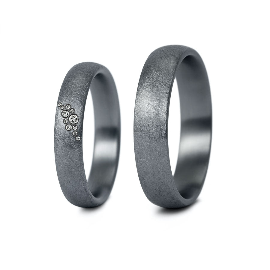 Tantal Trauringe P1 4+5 mm 11 Brill. 0.038ct.