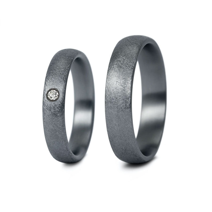 Tantal Trauringe P1 4+5 mm 1 Brill. 0.033ct.