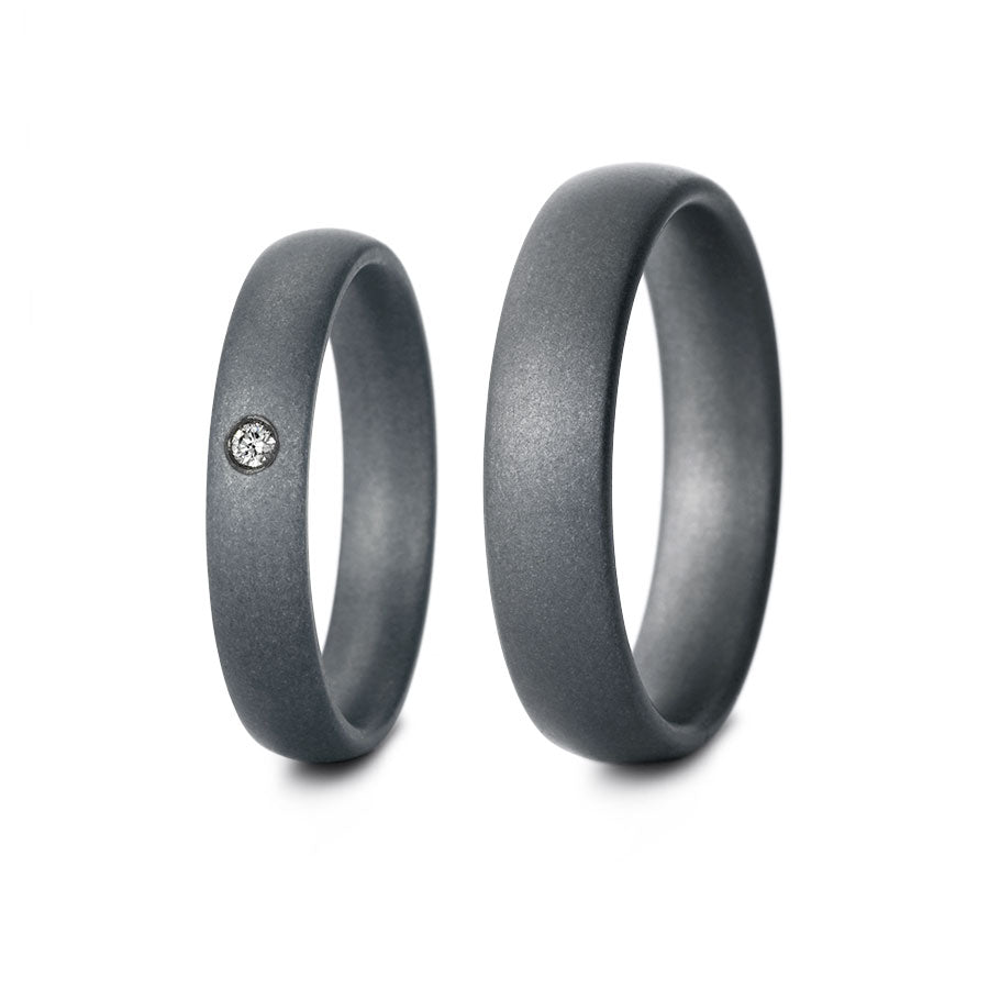 Tantal Trauringe P1 4+5 mm 1 Brill. 0.0166ct.